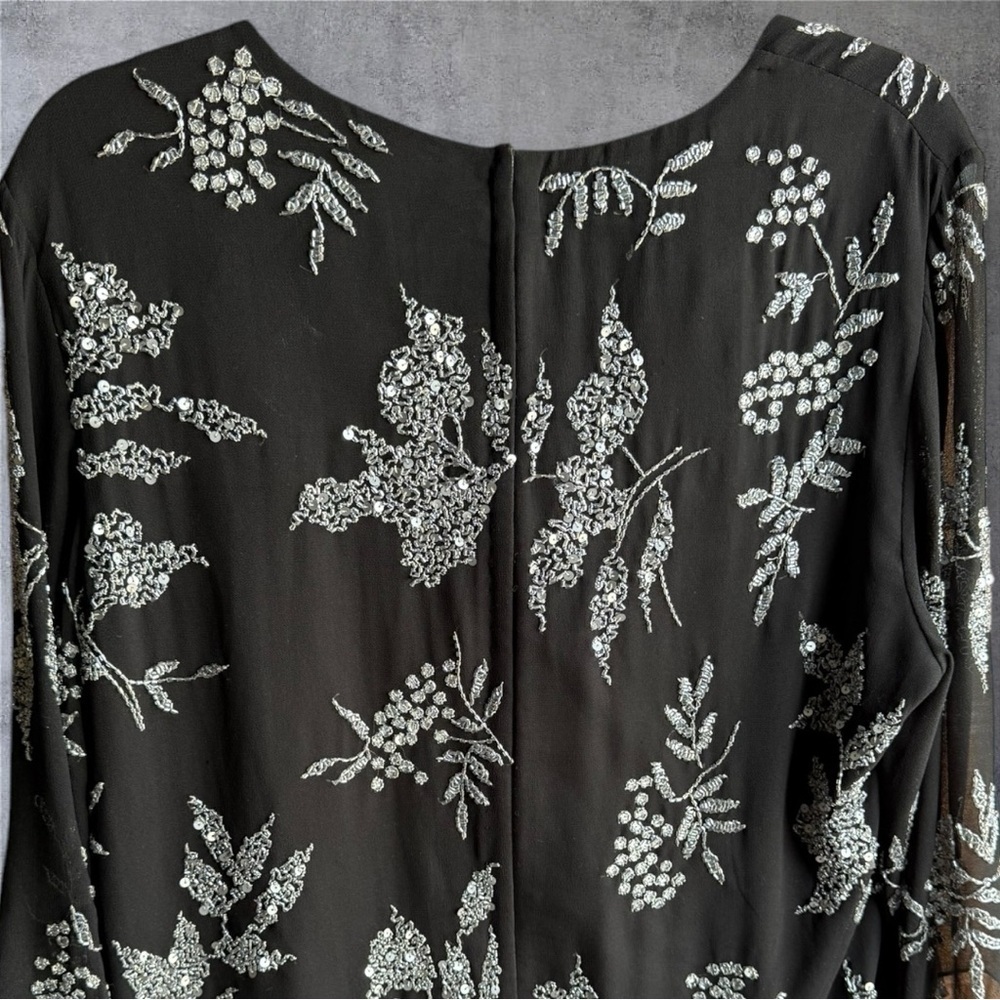 JKARA Black/Luster Grey Beaded Top - NWT - Picture 3 of 9